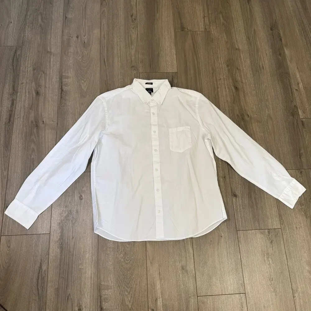 J.Crew Slim Untucked Flex Washed Casual Shirt XL White Long Sleeve Button Down